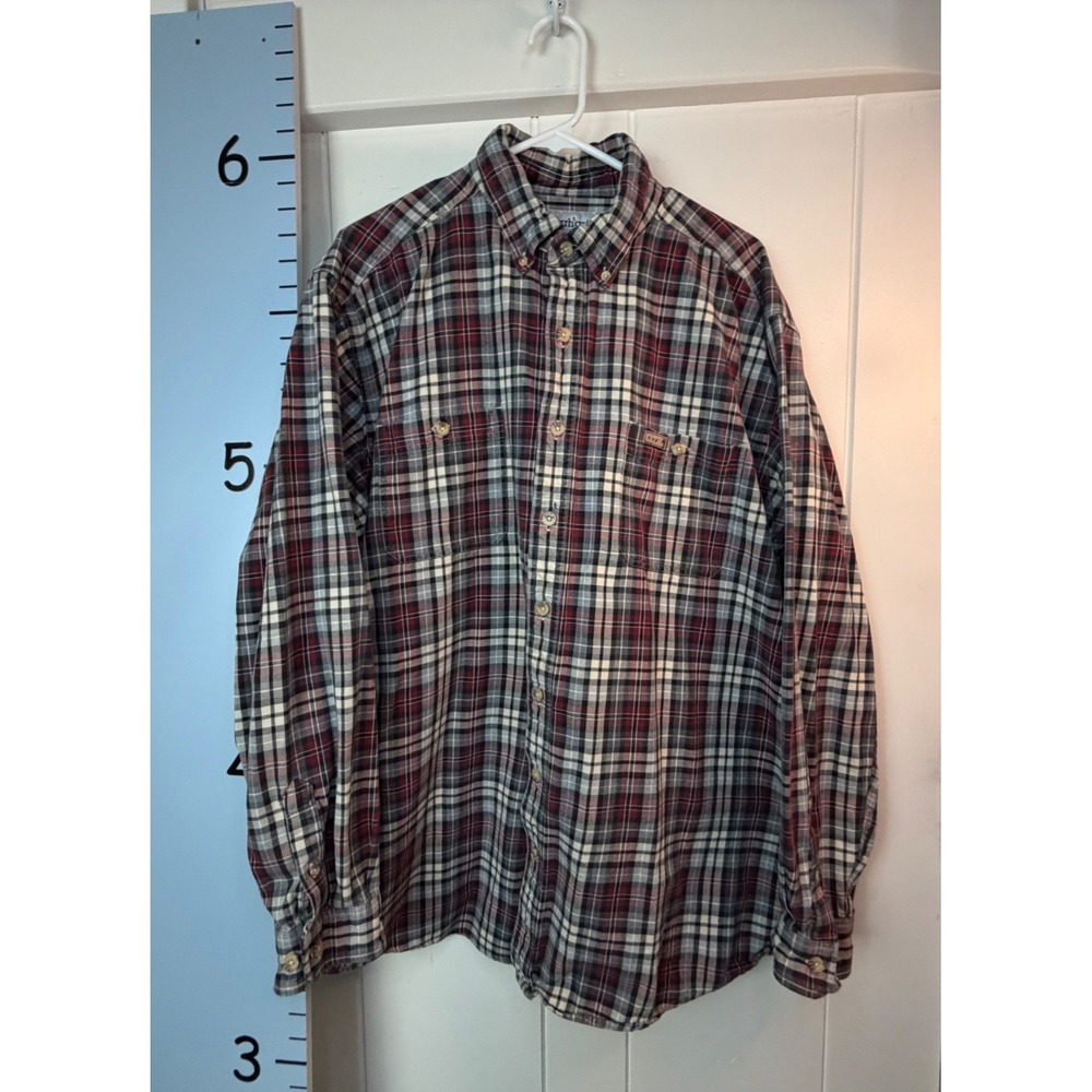 Carhartt Western Red Plaid Button-down Long Sleeve Shirt Mens XL Tall